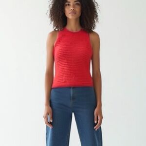 Madewell Casual Knit Sweater Tank Red Women’s XS | Lightweight Cotton NWT